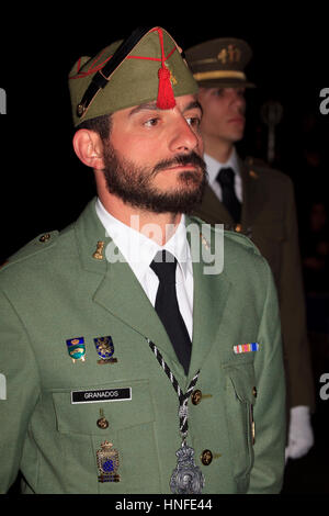 Un legionairre de la Légion espagnole au cours de la Semaine Sainte (Semana Santa) célébrations dans Malaga, Espagne Banque D'Images