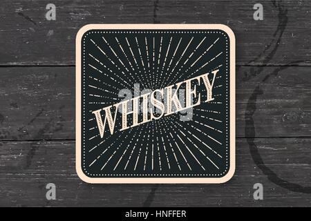 Boissons pour le verre-verre avec inscription Whiskey Illustration de Vecteur