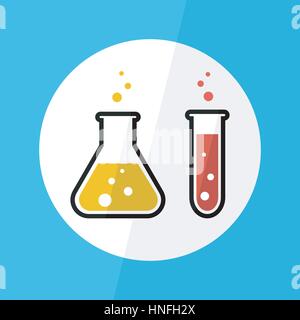 Substance chimique dans la fiole et tube à essai ( plate ) ( concept scientifique ) Illustration de Vecteur