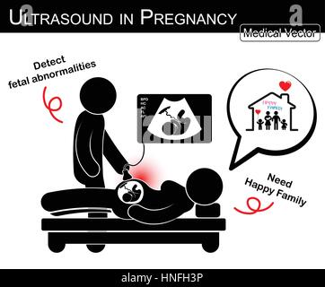 Médecin vérifier jusqu'à la femme enceinte et la croissance du fœtus dans l'utérus par échographie ( femme pensez à une famille heureuse à l'avenir )( Medical , la science et la santé. Illustration de Vecteur