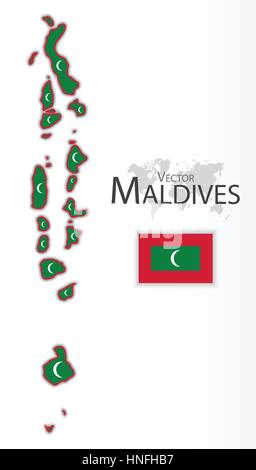 République des Maldives Maldives ( ) ( d'un drapeau et d'une carte ) ( transport et tourisme concept ) Illustration de Vecteur