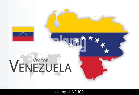 Venezuela (République bolivarienne du Venezuela ) ( d'un drapeau et d'une carte ) ( transport et tourisme concept ) Illustration de Vecteur