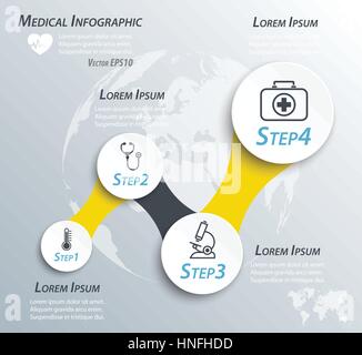 Ligne du temps médical sur l'icône de la ligne et de l'infographie Illustration de Vecteur