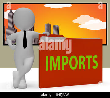 Les importations de marchandises commerciales Dossier Personnage représentant le rendu 3D Banque D'Images