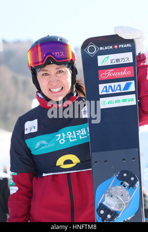 Bokwang Phoenix Park, PyeongChang, Corée du Sud. 12 Février, 2017. Tomoka Takeuchi (JPN), le 12 février 2017 - snowboard : Femmes FIS Snowboard World Cup Slalom géant parallèle à Bokwang Phoenix Park, PyeongChang, Corée du Sud. Credit : YUTAKA/AFLO SPORT/Alamy Live News Banque D'Images
