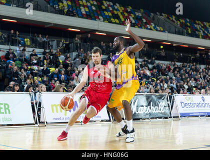 Londres, Royaume-Uni. 12 Février, 2017. Leicester Riders défaite en prolongation 84-80 Lions Londres à Copper box, Parc Olympique, Londres. Carol Moir/AlamyLiveNews de crédit. Banque D'Images