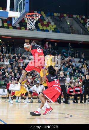 Londres, Royaume-Uni. 12 Février, 2017. Leicester Riders défaite en prolongation 84-80 Lions Londres à Copper box, Parc Olympique, Londres. Carol Moir/AlamyLiveNews de crédit. Banque D'Images