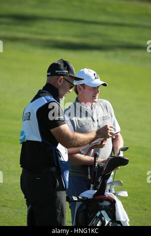 Pebble Beach, Californie, USA Brandt Snedeker sur le troisième trou à Pebble Beach liens concurrents lors de la dernière ronde de la célèbre Pro-Am, AT&T, 2017 Banque D'Images