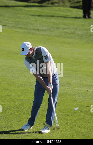 Pebble Beach, Californie, USA Brandt Snedeker sur le troisième trou à Pebble Beach liens concurrents lors de la dernière ronde de la célèbre Pro-Am, AT&T, 2017 Banque D'Images