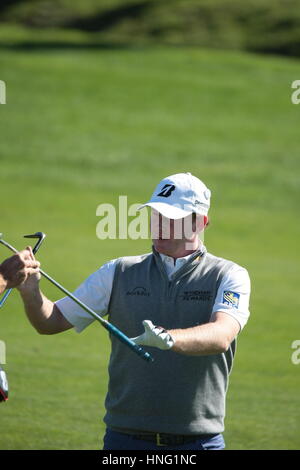 Pebble Beach, Californie, USA Brandt Snedeker sur le troisième trou à Pebble Beach liens concurrents lors de la dernière ronde de la célèbre Pro-Am, AT&T, 2017 Banque D'Images