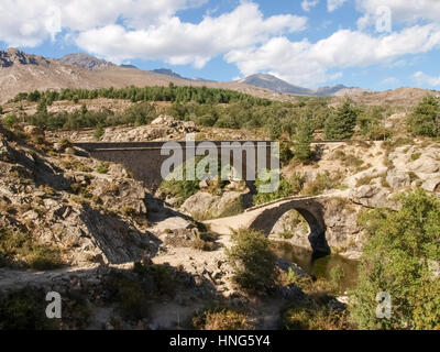 Albertacce Corse, France : Albertacce, vieux pont de pierre Banque D'Images