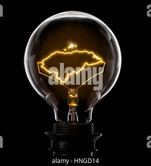 Propre et brillante lightbulb with Honduras comme un fil lumineux.(série) Banque D'Images