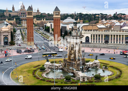 Plaza de España (Barcelone) au Musée des Arts de Catalogne, Espagne. L'Europe Banque D'Images