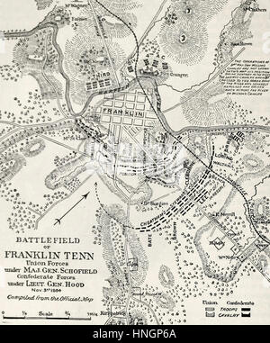 Plan de bataille de Franklin, Tennessee. Guerre civile USA Banque D'Images