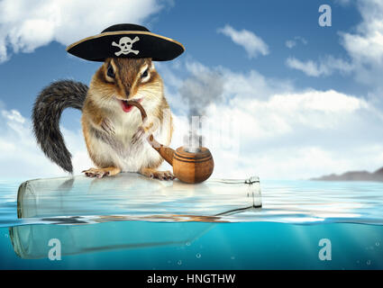 Funny animal dérive pirate, obstruction chipmunk Banque D'Images