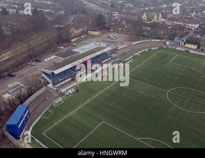 Une vue aérienne de Gander voie verte, accueil de Sutton United Football Club dans le sud de Londres. Banque D'Images