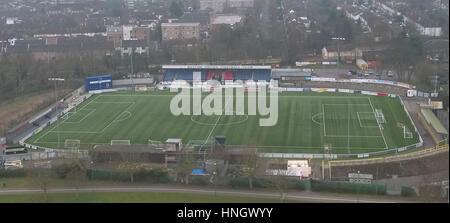 Une vue aérienne de Gander voie verte, accueil de Sutton United Football Club dans le sud de Londres. Banque D'Images