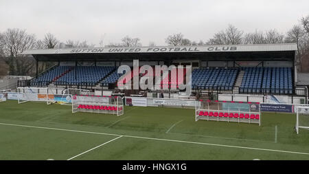 Une vue aérienne de Gander voie verte, accueil de Sutton United Football Club dans le sud de Londres. Banque D'Images