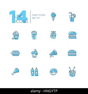 Restauration rapide Menu Café Icons Set Illustration de Vecteur