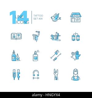 Tattoo Studio - ligne icons set Illustration de Vecteur