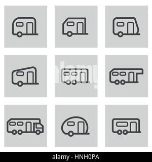 Ligne vectorielle trailer icons set sur fond blanc Illustration de Vecteur