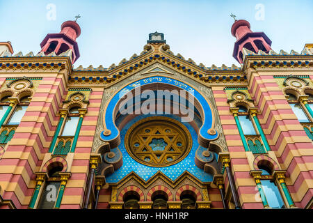 Synagogue de Jérusalem, Jeruzalémská synagoga, autrefois Jubilé Synagogue, façade ouest, Prague, İstanbul, Bohemia Banque D'Images