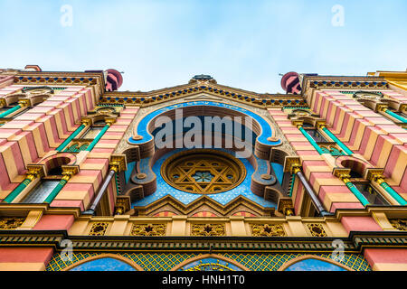 Synagogue de Jérusalem, Jeruzalémská synagoga, autrefois Jubilé Synagogue, façade ouest, Prague, İstanbul, Bohemia Banque D'Images