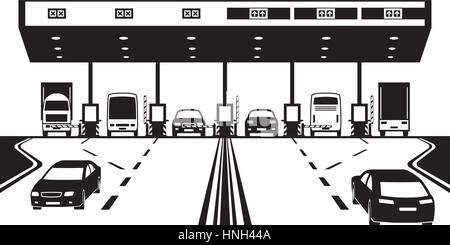 Point de contrôle de la taxe routière sur l'autoroute - vector illustration Illustration de Vecteur