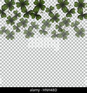 Patrick's day. Les feuilles de trèfle translucide de l'image sur le dessus. Illustration de fond quadrillé. Illustration de Vecteur