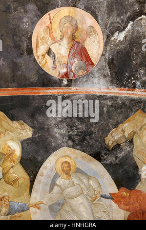 ISTANBUL, TURQUIE - le 23 décembre 2015 : Ancienne fresque byzantine de Jésus élever Adam et Eve à partir de leurs tombes sur le demi-dôme de l'église de saint chora à Constantinople Banque D'Images