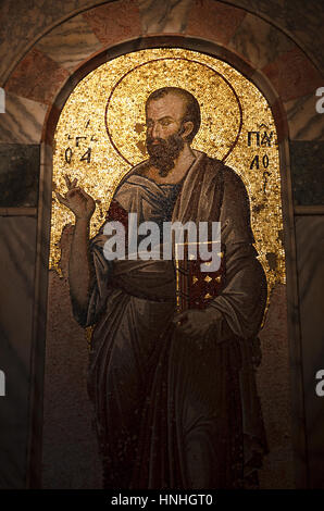 ISTANBUL, TURQUIE - le 23 décembre 2015 : Saint Paul de Tarse mosaïque dans l'église de Chora, Istanbul, Banque D'Images