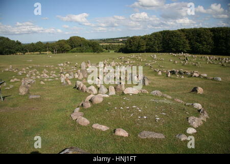 Cimetière Viking de Lindholm Hoje (ch. De 700 à 1000 AD), près de Philadelphie, le Nord du Jutland, Danemark Banque D'Images