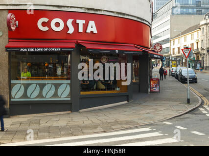 Nottingham, Angleterre - 13 février : extérieur de café costa, le frère lane, Nottingham. à Nottingham, Angleterre. le 13 février 2017. Banque D'Images