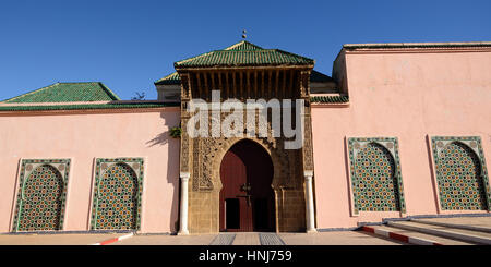 L'entrée principale au tombeau Mausolée Moulay Ismail, Meknès, Maroc Banque D'Images
