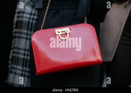MILAN - JANUARY 15: Man with red tartan coat and Louis Vuitton Supreme bag  before Represent fashion show, Milan Fashion Week street style on January 1  Stock Photo - Alamy