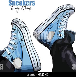 Vector illustration d'un dessin à la main sneakers Illustration de Vecteur