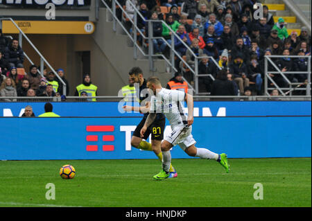 Milan, Italie. 12 Février, 2017. Sasha Vujačić d'entre en action au cours de la Serie A football, l'Inter Milan contre Empoli. Entre gagne avec 2 buts le match entre l'Empoli dans le cadre du tournoi de Serie A italienne. Credit : Gaetano Piazzolla/Pacific Press/Alamy Live News Banque D'Images