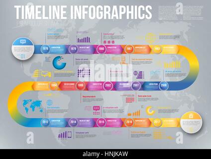 Flèche prend des cours d'Infographie chronologie modèle Illustration de Vecteur