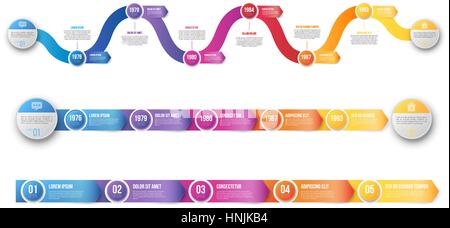 Flèche prend des cours d'Infographie chronologie modèle Illustration de Vecteur