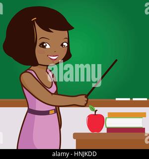 African American female enseignant en salle de classe. Illustration de Vecteur