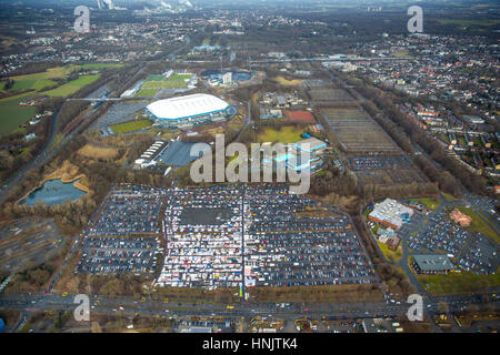 Marché aux puces à l'Arena Auf Schalke, les stalles, les négociants des étals, Gelsenkirchen-Buer, Ruhr, Rhénanie du Nord-Westphalie, Allemagne Banque D'Images