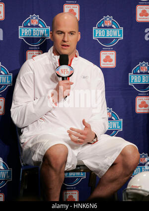 Seattle Seahawks Quarterback Matt Hasselbeck répond à des questions au cours d'une conférence de presse Mercredi, 30 janvier 2008, à Phoenix. Photo par Francis Specker Banque D'Images
