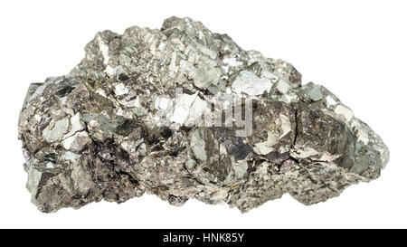 La prise de vue macro de collection géologique minéral - les cristaux de marcassite (pierre) de la pyrite de fer blanc isolé sur fond blanc Banque D'Images