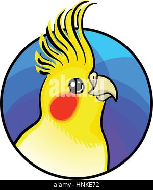 Oiseau Cockatiel. L'art animalier, cute cartoon style, vector illustration dessiné à la main. Convient pour pet shop zoo ou annonces, design de l'étiquette ou l'emballage d'aliments pour animaux Illustration de Vecteur