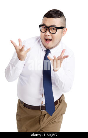 Gros homme d'affaires heureux Banque D'Images