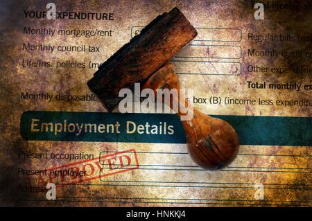 Approuvé - Demande d'emploi concept grunge Banque D'Images