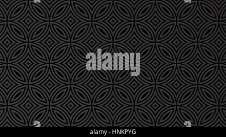 [Illustration] raster pattern traditionnel japonais de cercles se chevauchant - image texturée avec effet carving / gravée Banque D'Images