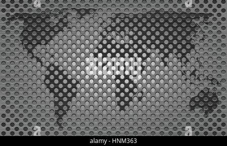 Metal pattern world map background. Vector illustration. Illustration de Vecteur