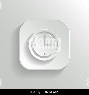 Icône de l'horloge - vector app blanc bouton avec ombre Illustration de Vecteur