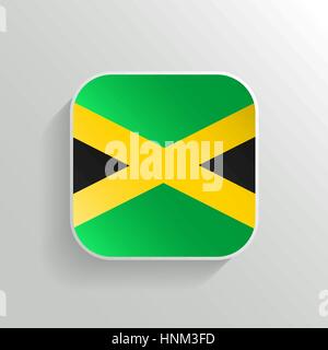 Bouton vecteur - l'icône du drapeau de la Jamaïque sur fond blanc Illustration de Vecteur